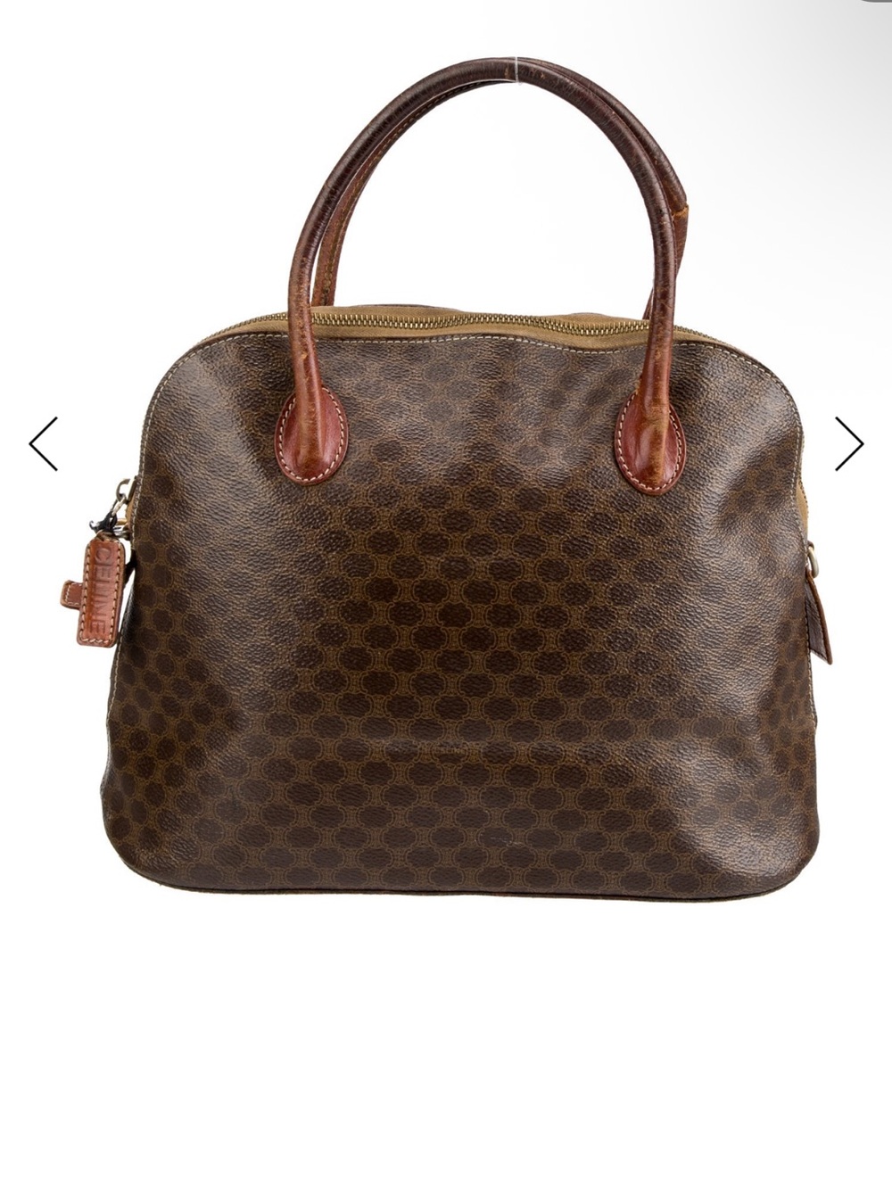 Celine Brown Patterned Dome Satchel